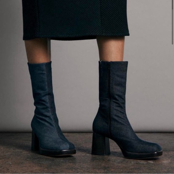 Rag & Bone Matrix Denim Platform Boots - Picture 1 of 7
